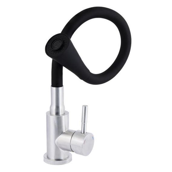 Смеситель для кухни Lidz Aria 015F31 с гибким изливом (k35) LDARI015F31BNK31872 Black / Nickel | Зображення 2