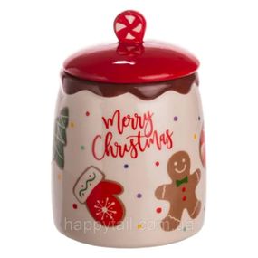 Банка для сипучих продуктів з кришкою з порцеляни 9×13 (см) Merry Christmas CR-1-42