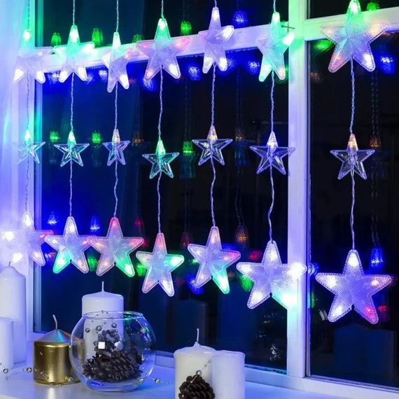 Гірлянда-штора 120LED Зіркопад XMAS Multi, Мультиколор / Світлодіодна гірлянда на вікно 3*1,8 м (234568504_419) | Зображення 4