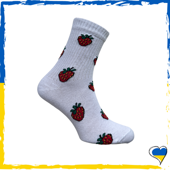 Шкарпетки жіночі принт Полуниця. Шкарпетки з приколами. Носки принт 36-40