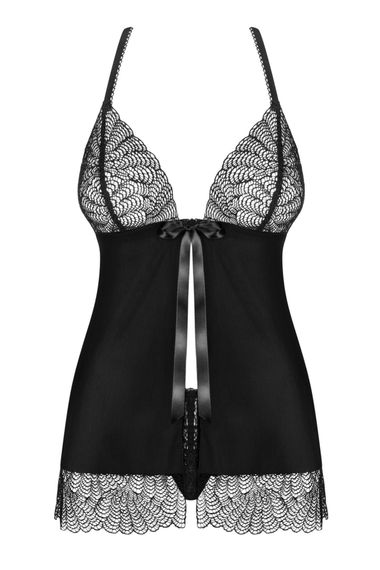 Бебідол Obsessive Chiccanta babydoll & thong black L/XL | Зображення 4
