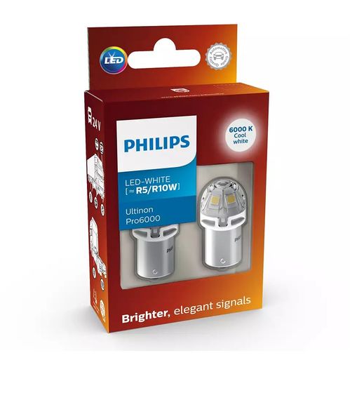 Комплект світлодіодних ламп Philips 24805CU60X2 R5W/R10W LED Ultinon Pro6000 12V/24V BA15s WHITE | Зображення 3