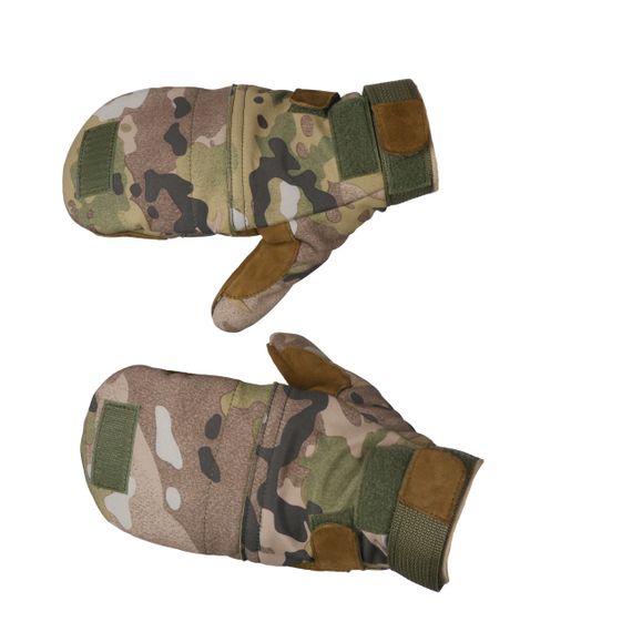 Тактичні утепленні зимові рукавиці Softshell мультикам L | Зображення 2