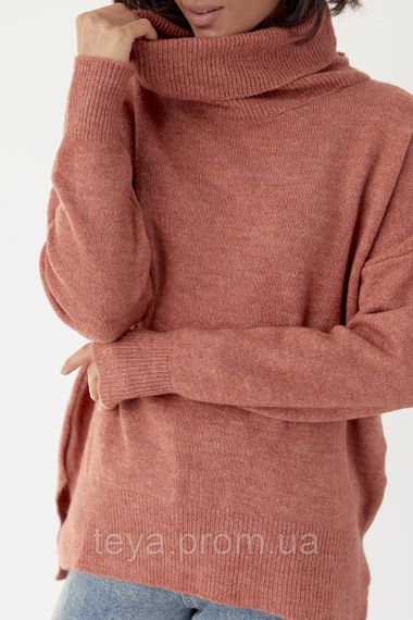 Женский свитер oversize с разрезами по бокам цвет коралловый FL_000869 | Зображення 3