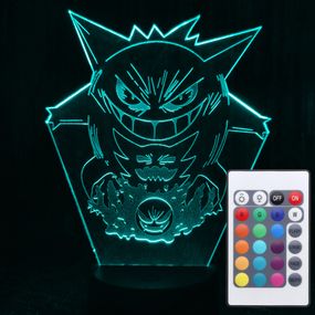 Акриловий світильник-нічник з пультом 16 кольорів Покемон Генгар tty-n001246