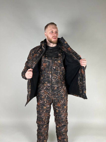 Зимовий костюм для риболовлі та полювання з напівкомбінезоном мембрана "Аляска" Ліс мікс | Зображення 1