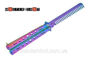 Нож бабочка складная расческа балисонг учебный безопасный тренировочный тупой нож для ребёнка хамелеон MS