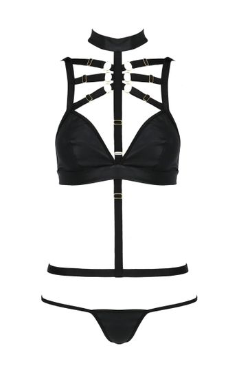 Комплект білизни з чокером та стреп-стрічками LAMIS SET black S/M - Passion | Зображення 2