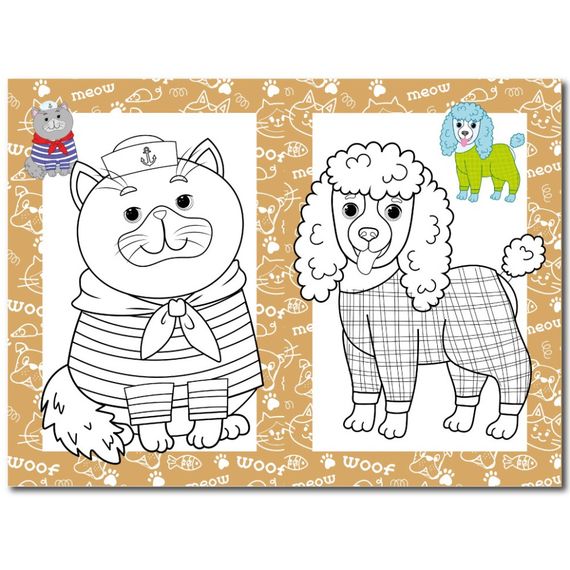 Книжка розмальовка "Кошенята і цуценята" РМ-48-32 с цветными подсказками | Зображення 1