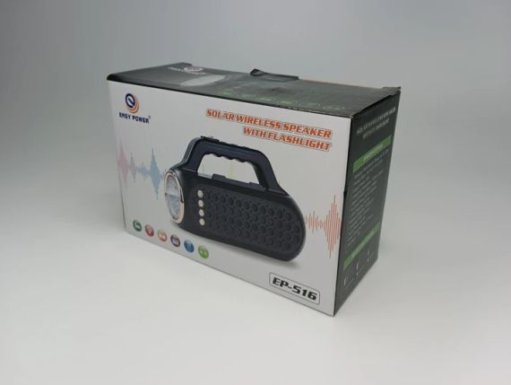 Портативна бездротова Bluetooth Колонка EP-516 15Вт з живленням від акумулятора та сонячної панелі з ліхтарико | Зображення 1