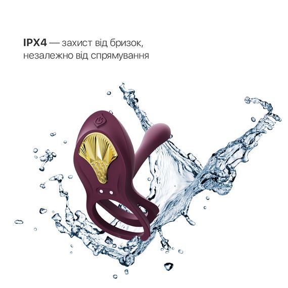 Смарт-ерекційне кільце Zalo - BAYEK Velvet Purple, подвійне з ввідною частиною, пульт ДК | Зображення 4