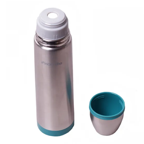 Термос 1л з нерж.сталі із пластику зі вставками і чохлом KAMILLE | Зображення 8