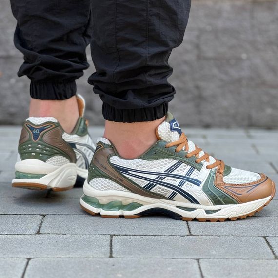 Демісезонні кросівки Asics текстиль/шкіра колір бежевий,зелений,коричневий | Зображення 1