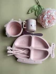 Дитячий набір для прикорму Літак рожевий