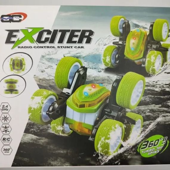 Машинка-перевертыш на радиоуправлении Stunt car exciter Зеленая | Зображення 1