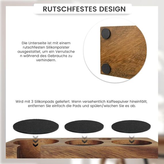Станція темпінгу кави еспресо 51 мм 54 мм, дерев'яна для трамбування портафільтра для аксесуарів бариста з горіхового дерева | Зображення 7