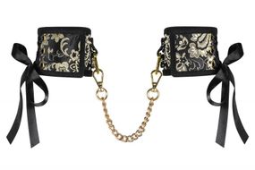 Мереживні наручники з ланцюжком Obsessive Shelle cuffs, Черный/Золотой, Універсальний