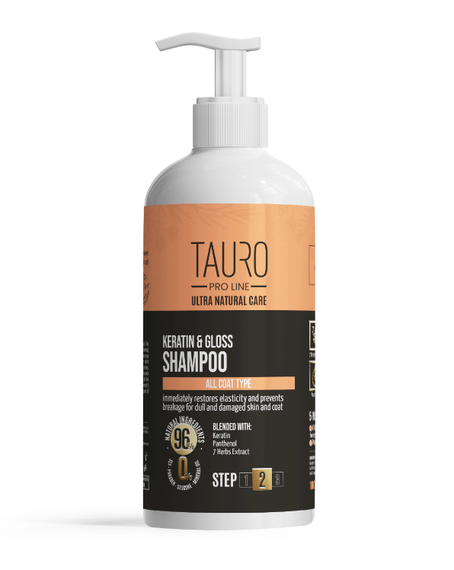 Кератиновий шампунь для шерсті собак та котів TAURO PRO LINE Ultra Natural Care Keratin & Gloss Shampoo, 1000 мл