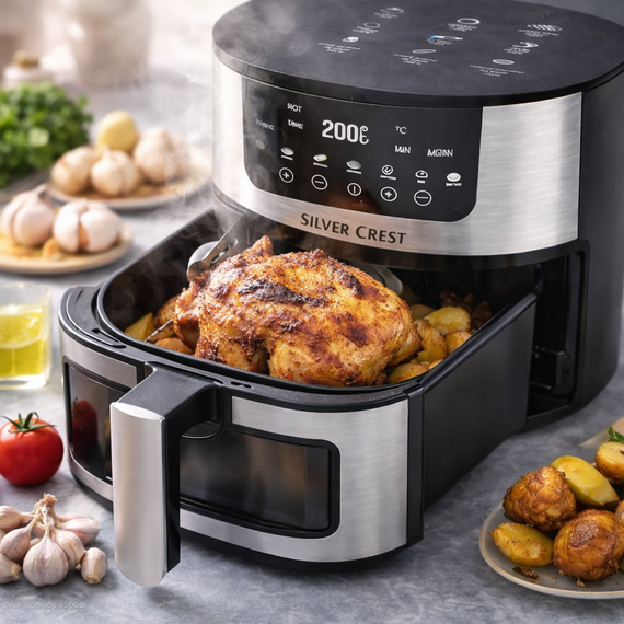 Аерогриль Silver Crest SC-8855S 8 л 4200 Вт сенсорне керування Hot Air Technology фритюрниця без олії | Зображення 3