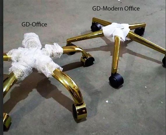 Гламурний стілець Mila GD-Modern Office на золотій ніжці-хрестовіні модерн із коліщатками, оббивка велюр бежевий UC-902 | Зображення 7
