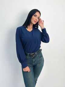 Женская блузка с длинным рукавом GF4214 цвет синий, размер 46/48