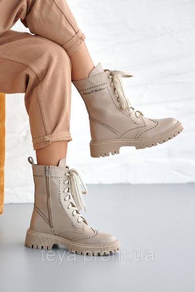 Жіночі черевики шкіряні весняно-осінні бежеві Udg розміри 36, 37, 38, 39 FV_02403 | Зображення 2