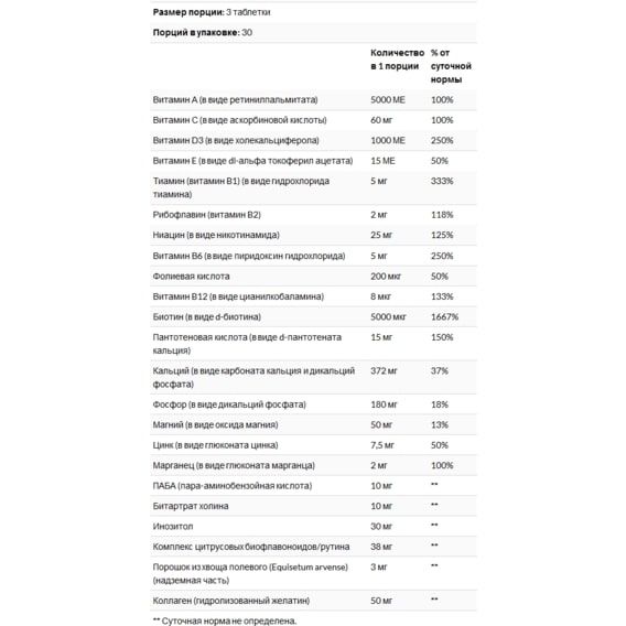 Комплекс для шкіри, волосся, нігтів 21st Century Hair, Skin & Nails, Extra Strength 90 Tabs CEN-27847 | Зображення 2