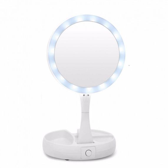 Складное зеркало для макияжа с Led подсветкой My FoldAway Mirror с органайзером для косметики и аксессуаров | Зображення 4