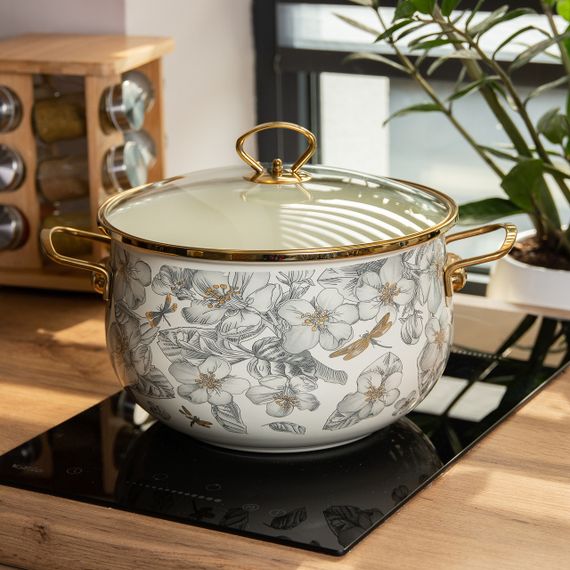 Емальована каструля об'ємом 6,5 л для газових, електричних та індукційних плит HP-2-107 | Зображення 6