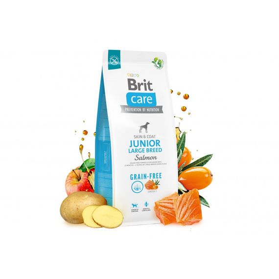 Корм сухий Brit Care Dog Grain-free Junior Large Breed для молодих собак великих порід беззерновий з лососем 1 кг | Зображення 3