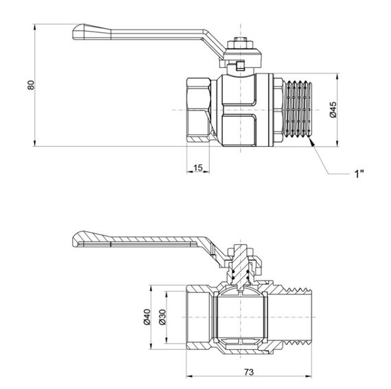 Кран кульовий Icma 1" прямий №352 (87352AF11) | Зображення 1