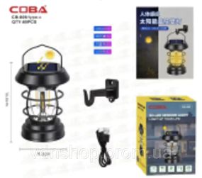Кемпинговый фонарь с аккумулятором и солнечной панелью CB 808