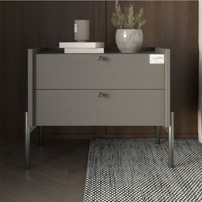 Тумба приліжкова LION Wood з двома шухлядами Антрацит (чорні ножки) (LION-041335)