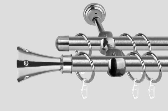 Карниз для штор дворядний металевий 19 мм, Картер Сталь (комплект) 200 див.
