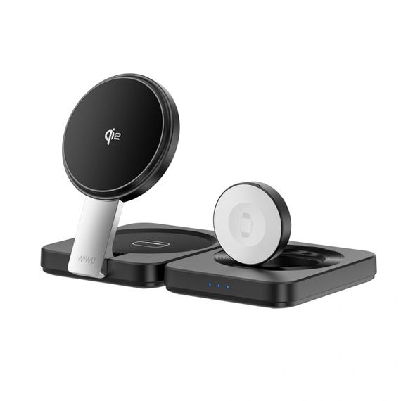 БЗП WIWU Wi-W028 QI2 3 in 1 wireless charger Black | Зображення 3