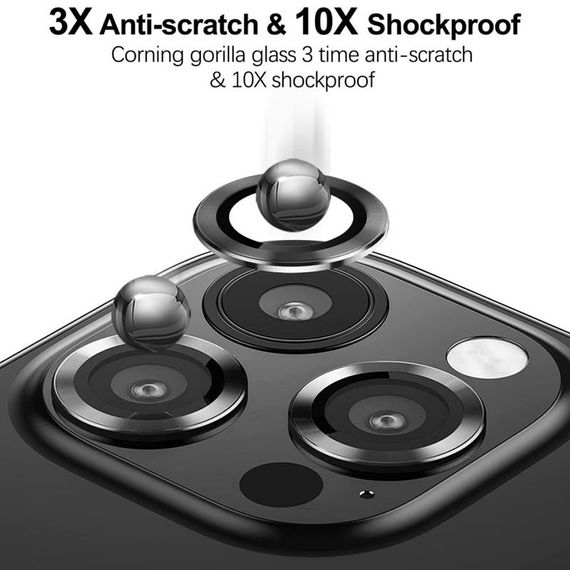 Захисне скло Metal Classic на камеру (у упак.) для Apple iPhone 16 Pro (6.3") / 16 Pro Max (6.9") Чорний / Black | Зображення 4