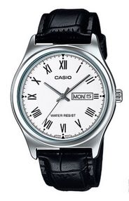 Чоловічі кварцові годинники наручні з шкіряним ремінцем оригінал Casio MTP-V006L-7BUDF (модуль №1333)