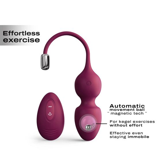 Вагінальні кульки Dorcel LOVE BALLS PLUM, вібрації та рухи внутрішньої кульки, пульт ДК | Зображення 1