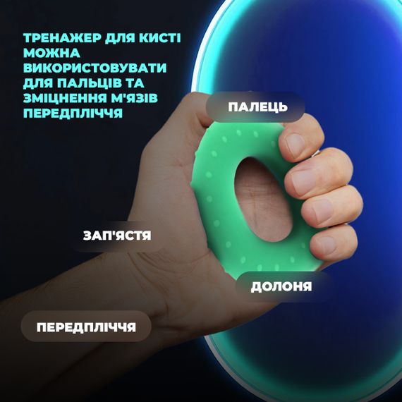Эспандер кистевой силиконовый Паверплей PP-4338 Hand Grip Medium 20 кг. Зеленый | Зображення 6