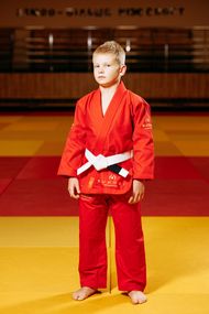 Червоне дитяче кімоно для хлопчиків, джиу-джитсу, TM BUDOGI, зріст 140 см, щільність 350 гр/м.кв.