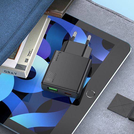 МЗП Hoco N38 Delgado PD20W+QC3.0 (1USB-A/1C) Black | Зображення 2