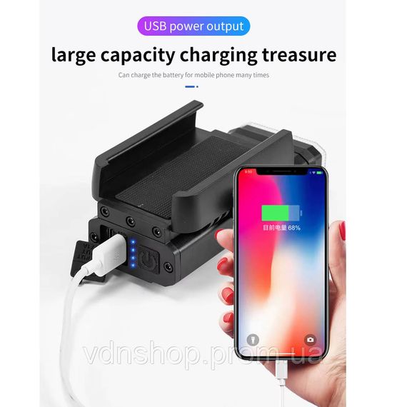 Велоліхтар для велосипедів з акумулятором, Вологостійкий ліхтар для велосипедів, Велоліхтар передній AD-64 | Зображення 3