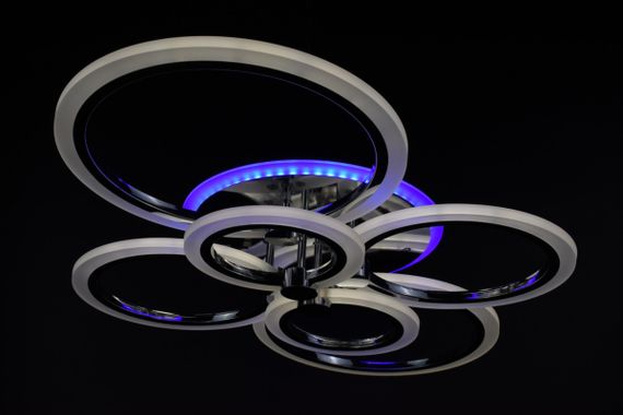 Люстра світлодіодна стельова LED світильник для квартири на стелю лед з пультом 25957 Хром 11х57х77 см. | Зображення 8