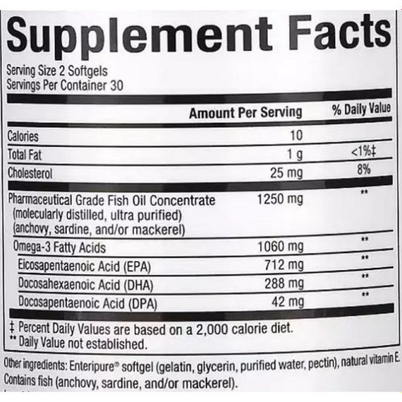 Омега 3 Natural Factors RxOmega-3 Mini-Gels 1060 mg 60 Softgels | Зображення 1