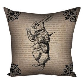 Подушка габардинова з принтом Білий кролик 40x40 (4P_WON020)