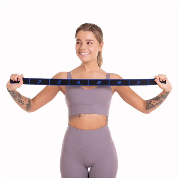 Резинка для фітнесу з петлями Queenfit 86,5 х 4см чорно-блакитна | Зображення 7
