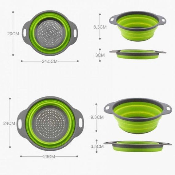 Дуршлаг силиконовый складной большой + маленький Collapsible filter baskets | Зображення 5