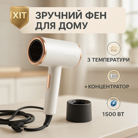 Хороший фен для выпрямления волос Rainberg RB-2260 1500Вт, Фен для разных типов волос DI-21