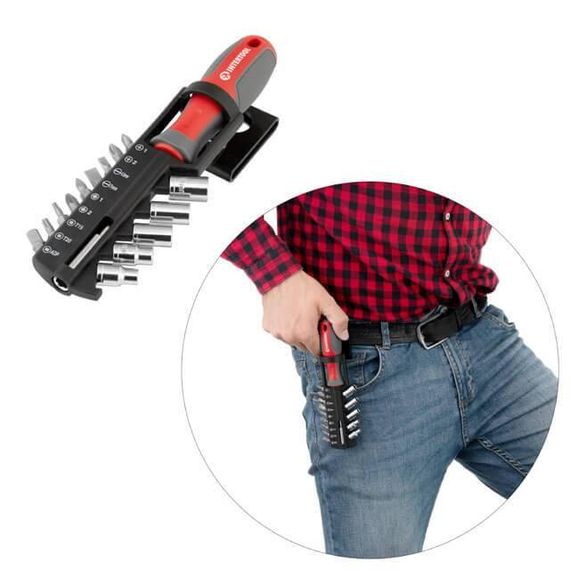 Викрутка з магнітним тримачем 1/4", 100 мм, комплект насадок 15 од. INTERTOOL VT-3343 | Зображення 5