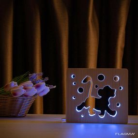 Светильник ночник ArtEco Light из дерева LED "Веселый львенок" с пультом и регулировкой...